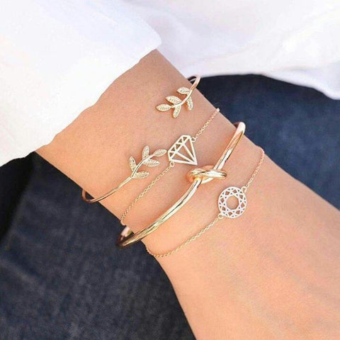 2 Sets of Bohemian Glam Gold Bracelets Stack - 8pcs