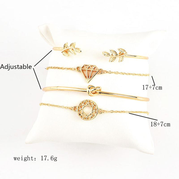 2 Sets of Bohemian Glam Gold Bracelets Stack - 8pcs