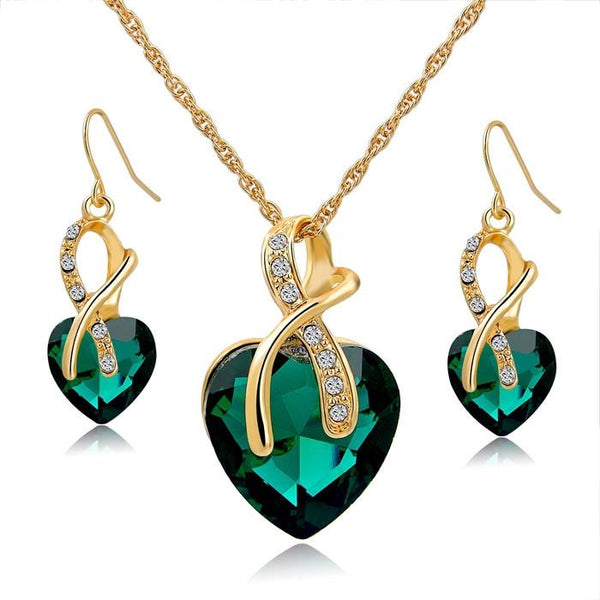 2 Sets of Wishful Heart Necklace and Earring Sets